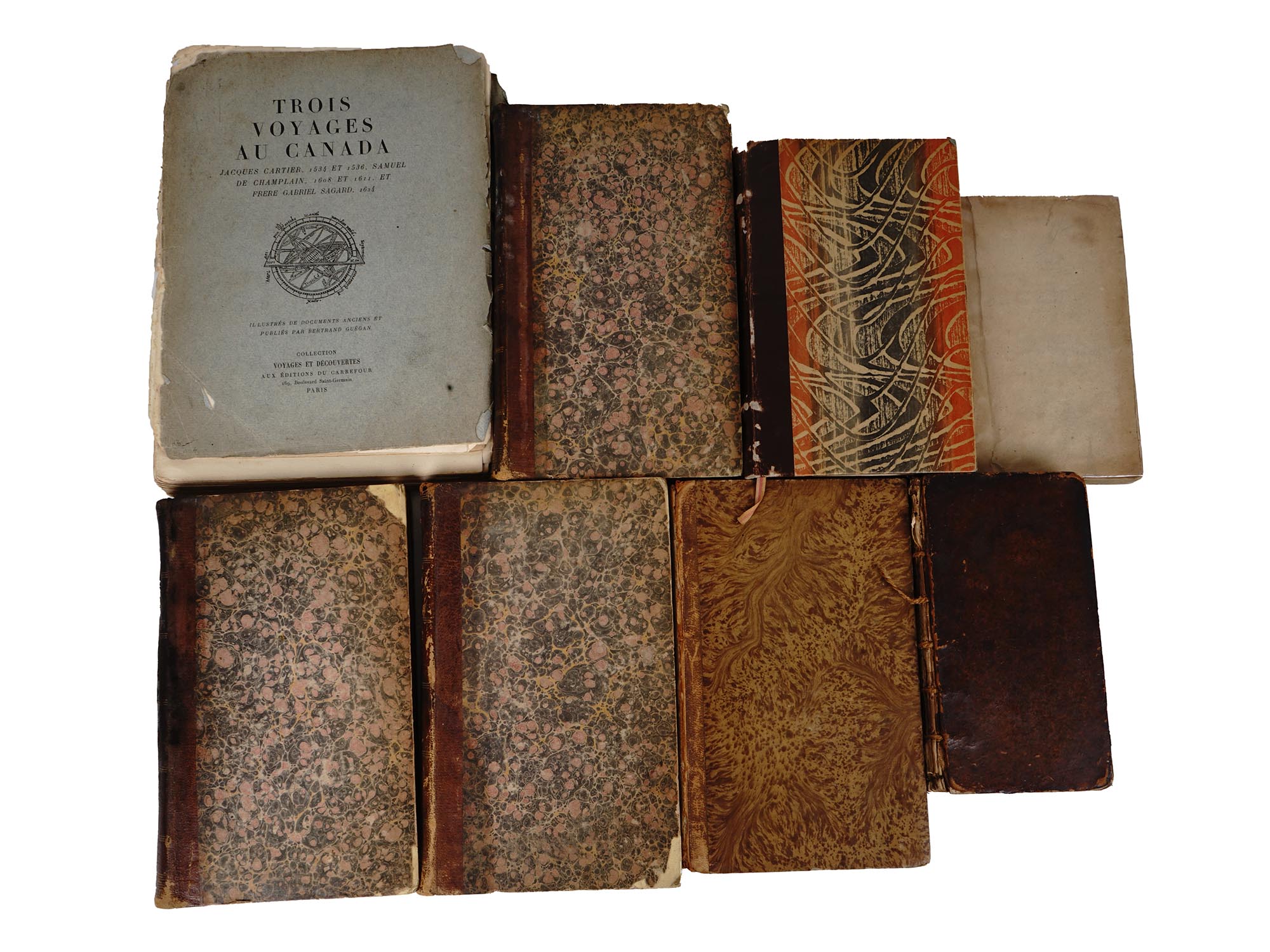 COLLECTION OF ANTIQUE FRENCH LIBRARY BOOKS PIC-1